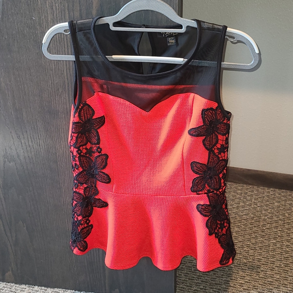 Thalia sodi Red Peplum top